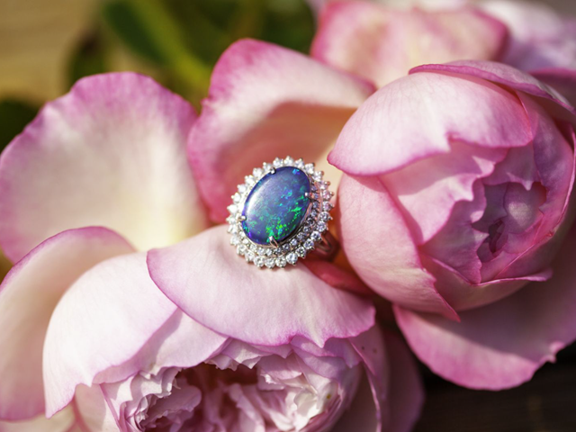 OPAL DIAMOND CLUSTER RING